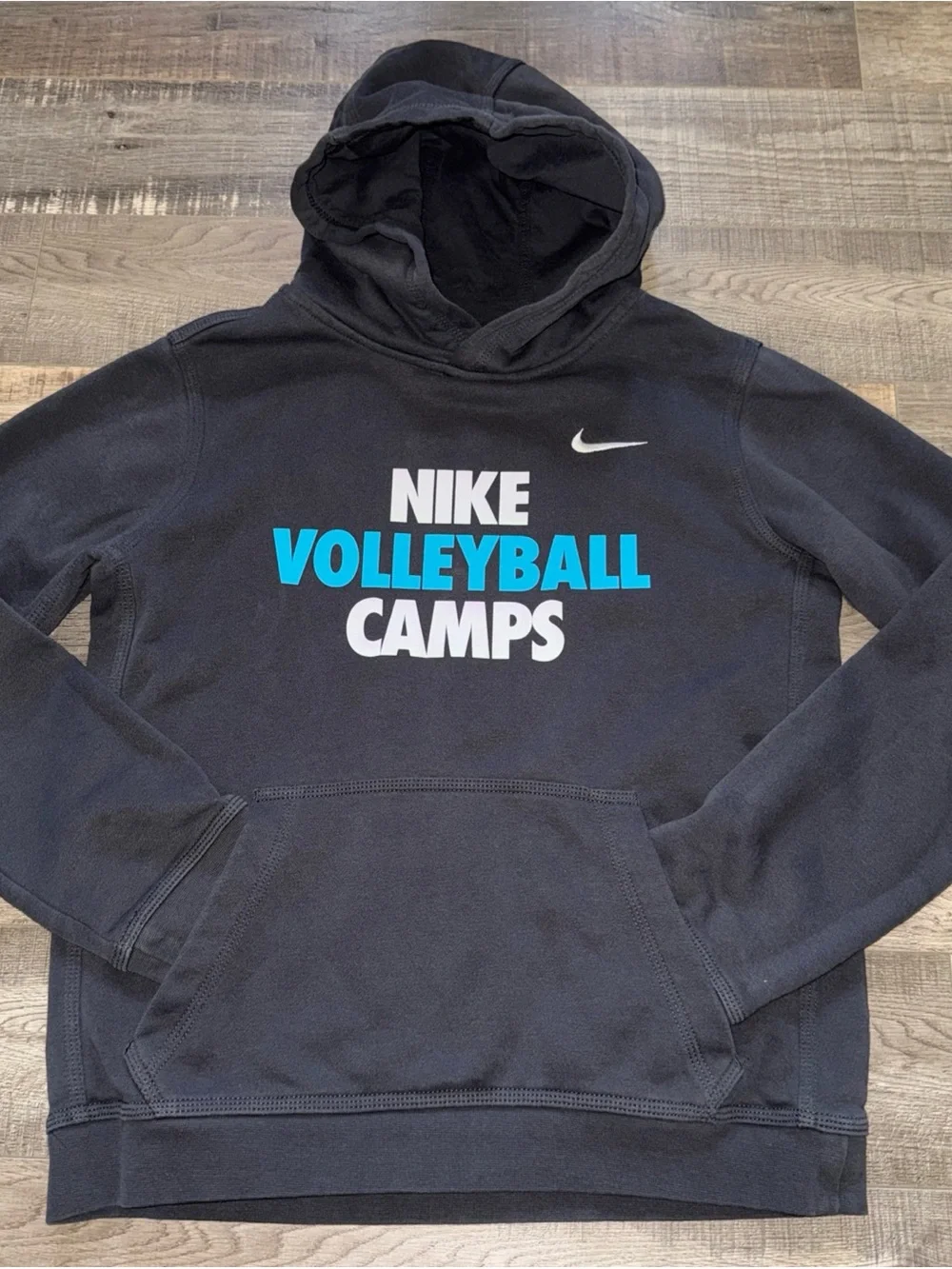 Nike Black Hoodie with Blue & White Volleyball Camps Print big kids XL